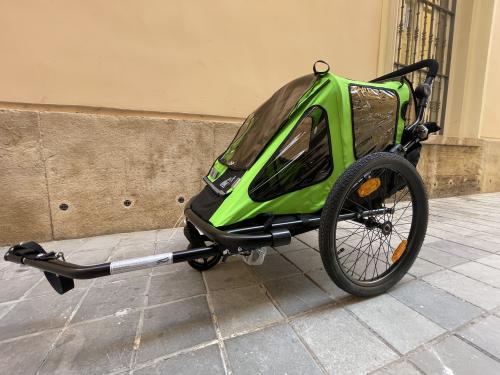The photos of children's bicycle trailer